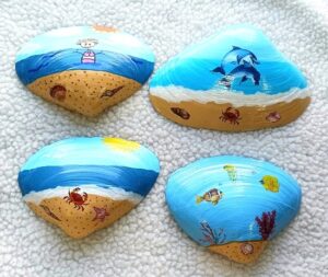 Decoupage Painted Beach Design Seashells The Classy Chics