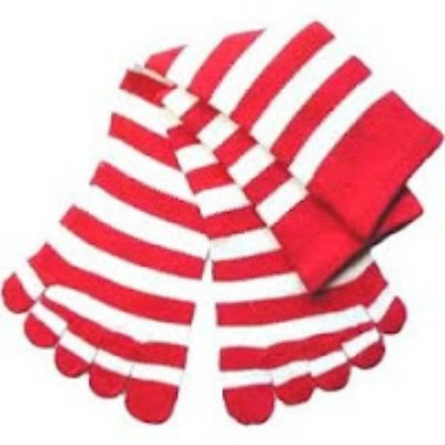 red white striped toe socks