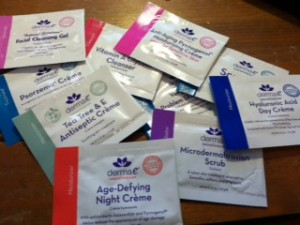 derma e sample packets of Natural Body Care 