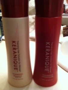 Keranique Volumizing Shampoo and Conditioner bottles