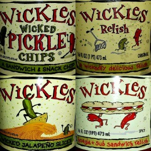 Wickles Pickles labels https://twoclassychics.com/2014/04/spice-lovers-will-love-wickles-pickles-spicy-relishes/