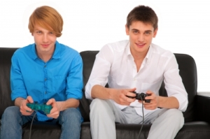 teenages playing video games