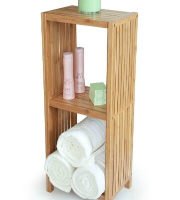 Get Organized in the Bathroom with a Bamboo Organizing Shelf