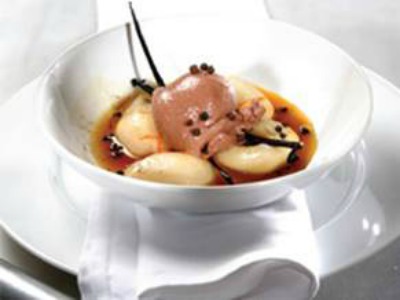 Baked Pears with Chocolate Ice Cream Recipe