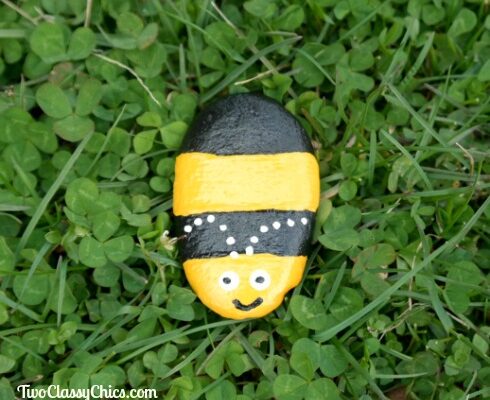 Black Cat and Bumble Bee Rock Painting Craft Projects