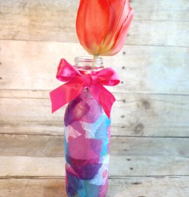 Kid’s Crafts – Decoupage Bottle Vase for Mother’s Day