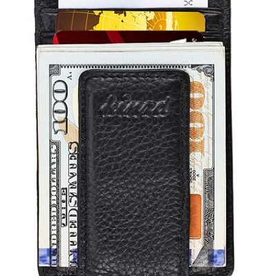 Kinzd Magnetic Leather Money Clip with RFID Blocking Technology