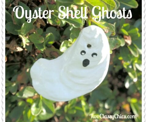 Halloween Craft Project: Painted Oyster Shell Ghosts