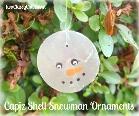 Easy Capiz Shell Snowman Christmas Ornaments