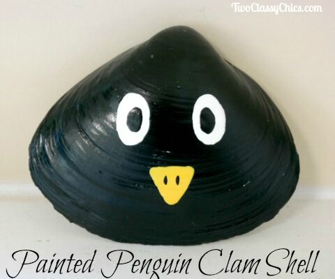 DIY Painted Penguin Large Clam Seashells