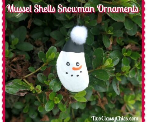 Snowman and Penguin Mussel Shell Christmas Tree Ornaments