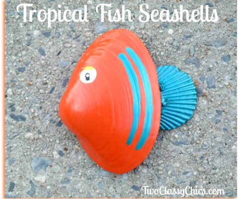 Hand Painted Tropical Fish Seashells Garden Art