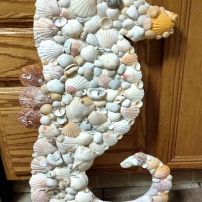 Coastal Crafts: Seashell Covered Wood Seahorse Wall Art