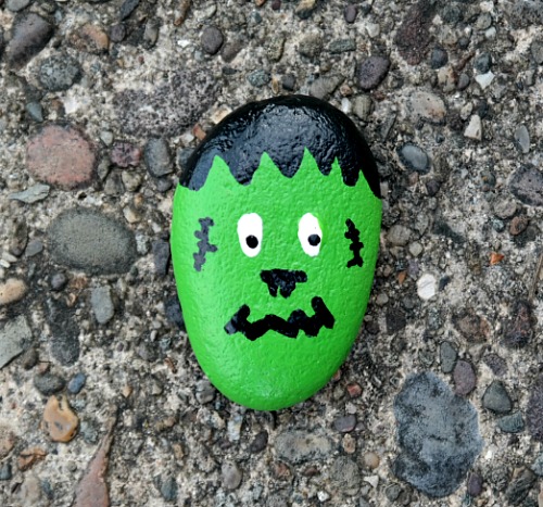 Hand-Painted Frankenstein River Rocks for Halloween