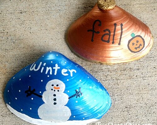 Kid’s Crafts – Painted Seashells Fall and Winter Designs