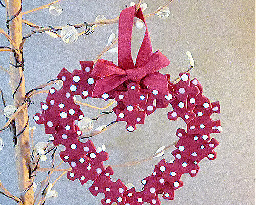 Heart Shape Puzzle Pieces Valentine’s Day Ornament