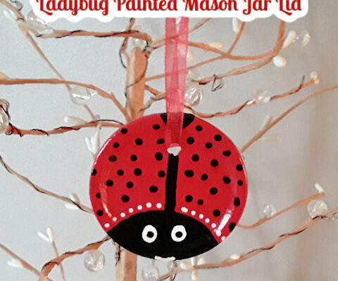 Ladybug Painted Mason Jar Lid Spring Ornament