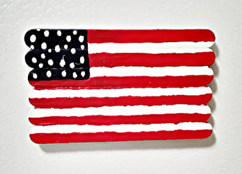 Kid’s Crafts: Painted Popsicle Sticks American Flag Refrigerator Magnet