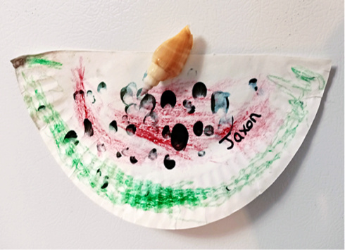 PreSchool Kid’s Craft Project – Watermelon Slice Paper Plate Refrigerator Art