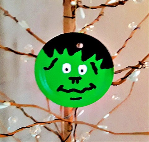 Frankenstein Painted Soup Can Lid Ornaments