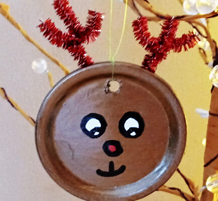 Rudolph Red-Nosed Reindeer Painted Mason Jar Lids Christmas Ornaments