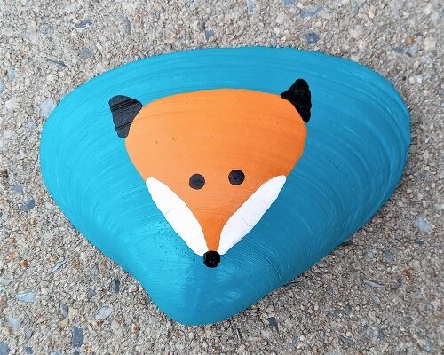 Hand Painted Woodlands Fox Seashell Garden Yard Art