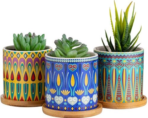 Beautiful Small Ceramic Indoor Plant Pot Set by Dsben