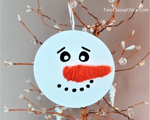 Upcycled Compact Disc Snowman Christmas Tree Ornaments