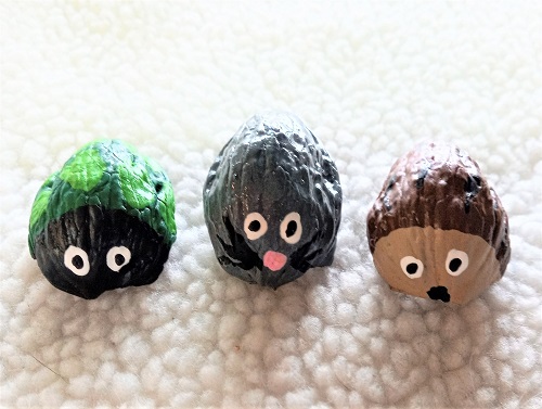 Painted Mouse, Turtle, and Hedgehog Walnut Shells Kid’s Craft Project