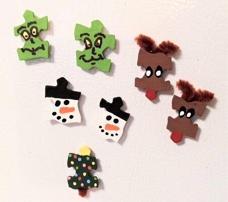 Puzzle Pieces Christmas Refrigerator Magnets