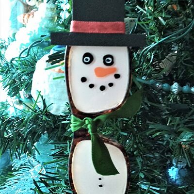 Upcycled Reading Glasses Painted Snowman Christmas Tree Ornament