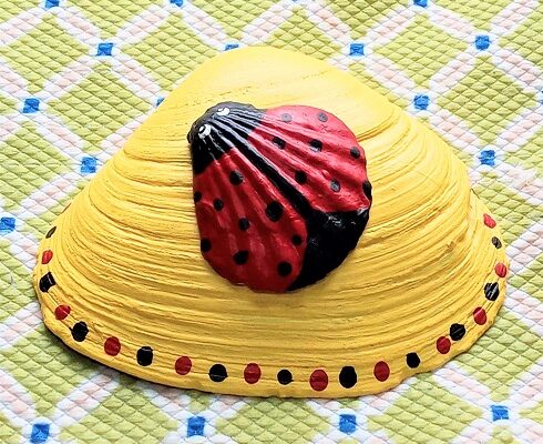Painted Ladybug Seashells Garden Yard Art