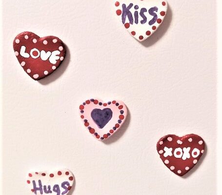 Valentine’s Day Painted Cinnamon Applesauce Dough Refrigerator Magnets