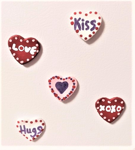 Valentine's Day Painted Cinnamon Applesauce Dough Refrigerator Magnets