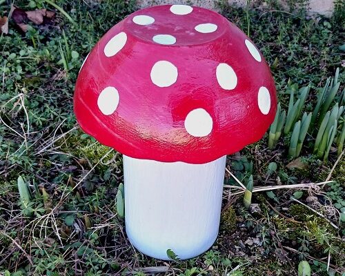 Glass Vase and Bowl Mushroom Garden Yard Art