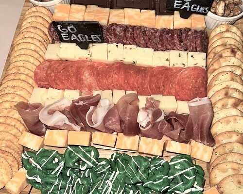 Philadelphia Eagles Charcuterie Board with Appetizer Ideas