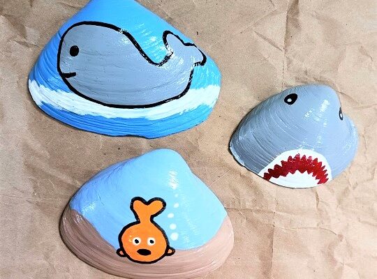 Whale, Fish and Shark Painted Seashell Designs