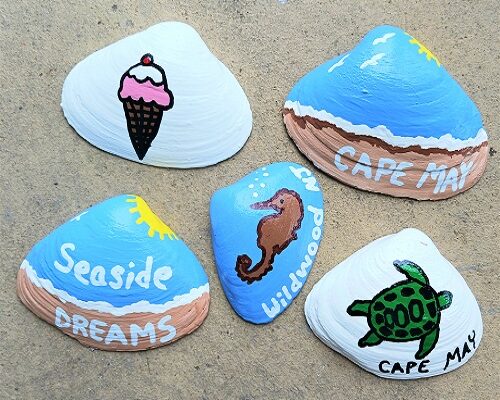 Hand Painted Summer and Beach Themed Seashells