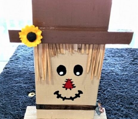 Hand Painted Wood Scarecrow Shelf Sitter for Autumn Decorating