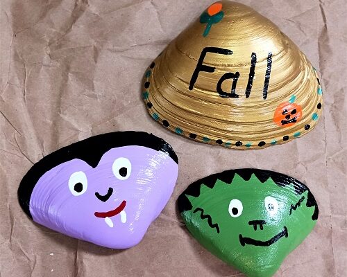 Kids Crafts Painted Halloween Designs Seashells