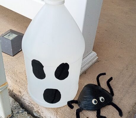 Halloween Ghost Made from Upcycled Plastic Bottle – Kid’s Craft Project