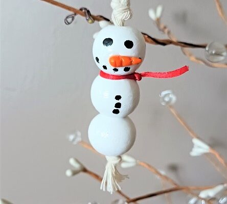 Quick and Easy Wood Balls Snowman Christmas Ornament