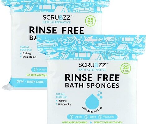 Scrubzz Rinse Free Bath Sponges – Perfect for Elder Care, Travel and Camping