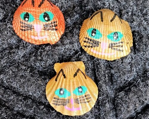 Hand Painted Kitty Cat Seashell Designs