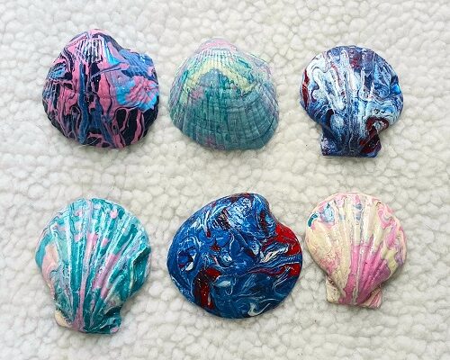 Easy Paint Pour Painted Seashell Designs