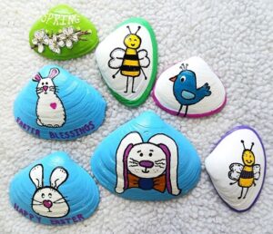 Easter Seashells Easter Bunny and Spring Season Designs Painted Clam Shells Seashells ...