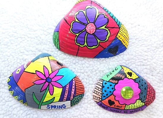 Doodle Art Hand Painted Seashell Designs