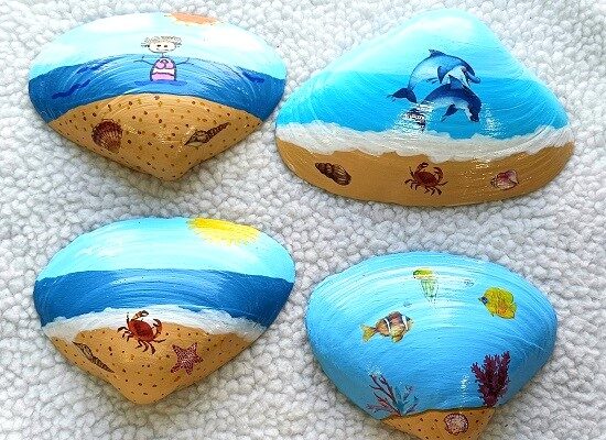 Painted Beach Themed Seashell Party Favors