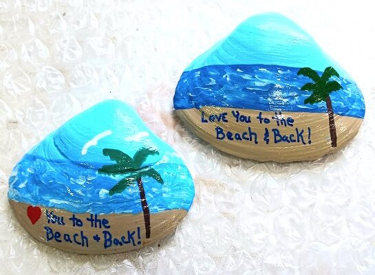 Love You to the Beach and Back Painted Clam Shells Seashells