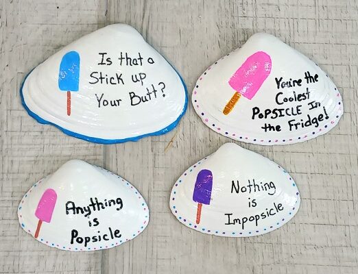 Hand Painted Popsicle Themed Clam Shells Seashell Designs